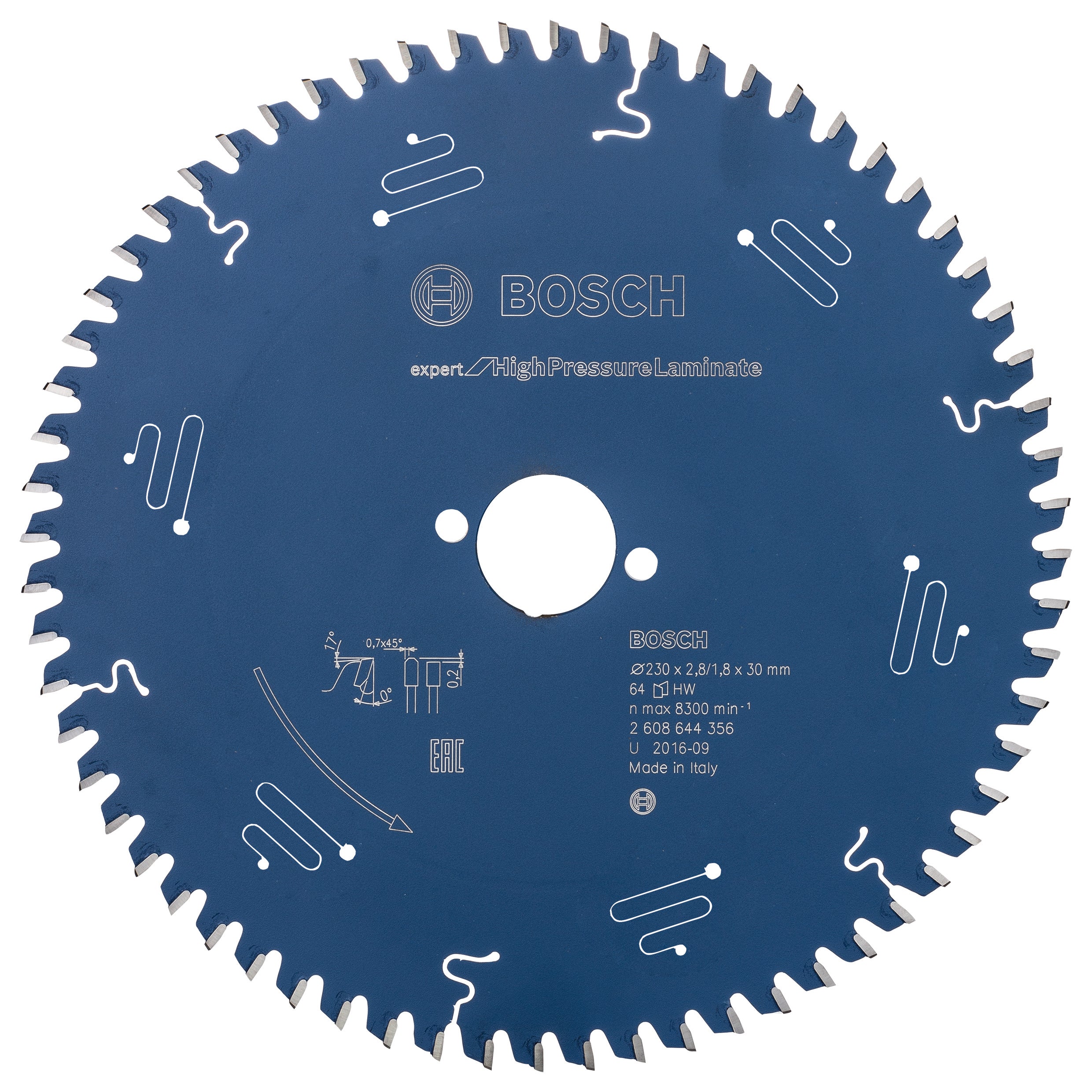 Bosch Professional Expert Circular Saw Blade for High Pressure Laminate - Hand Held - 230x30x2.8x64T
