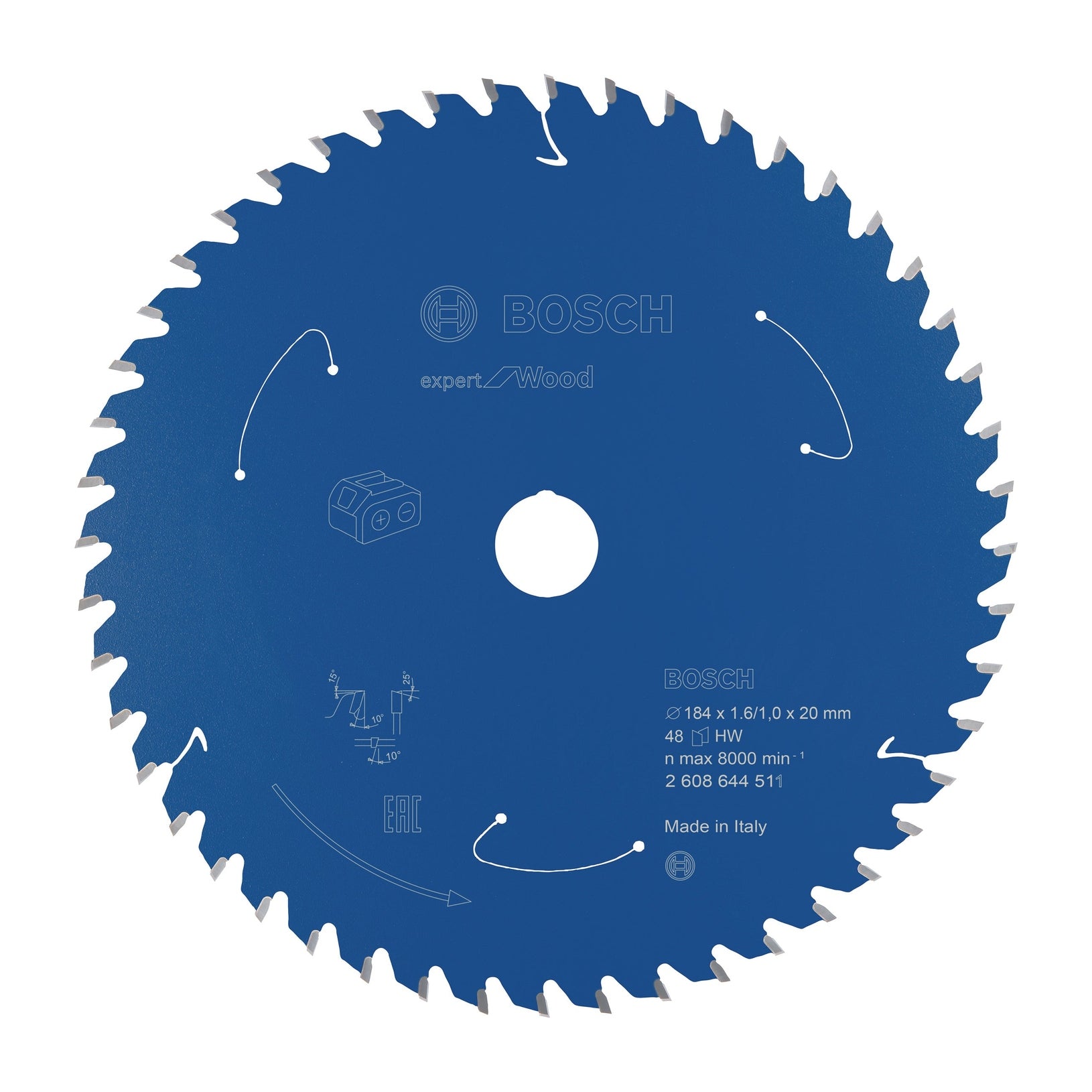 Bosch Professional Expert Circular Saw Blade for Wood - Cordless Saws - 184x1.6/1x20 T48