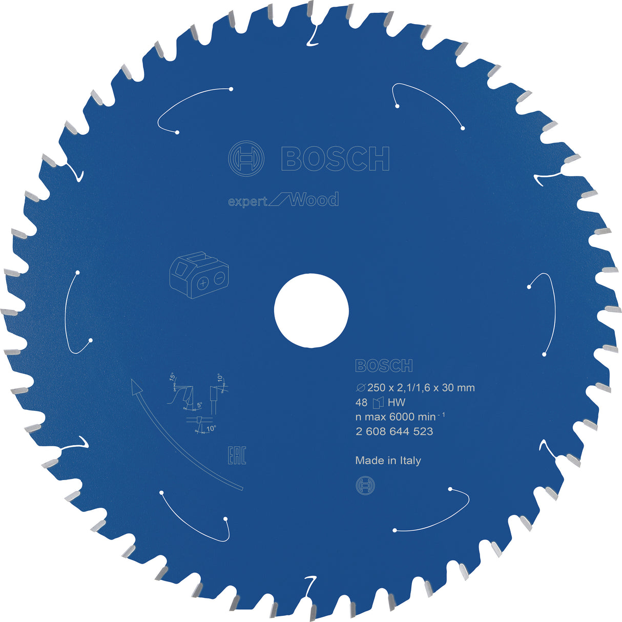 Bosch Professional Expert Circular Saw Blade for Wood - Cordless Saws - 250x2.1/1.6x30 T48