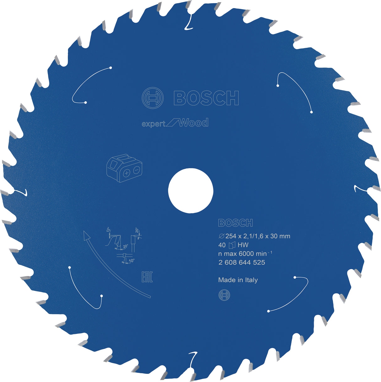 Bosch Professional Expert Circular Saw Blade for Wood - Cordless Saws - 254x2.1/1.6x30 T40