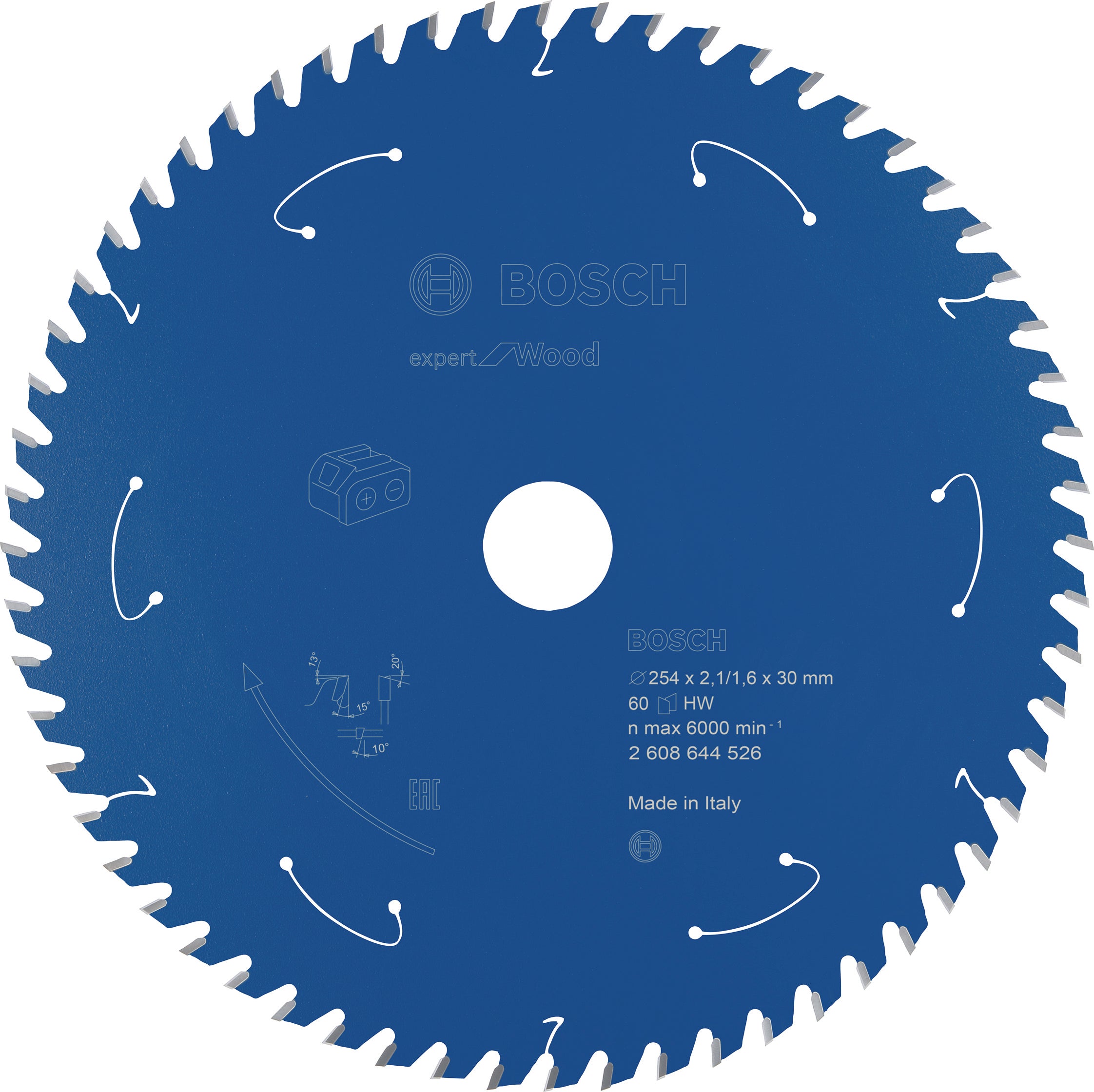 Bosch Professional Expert Circular Saw Blade for Wood - Cordless Saws - 254x2.1/1.6x30 T60