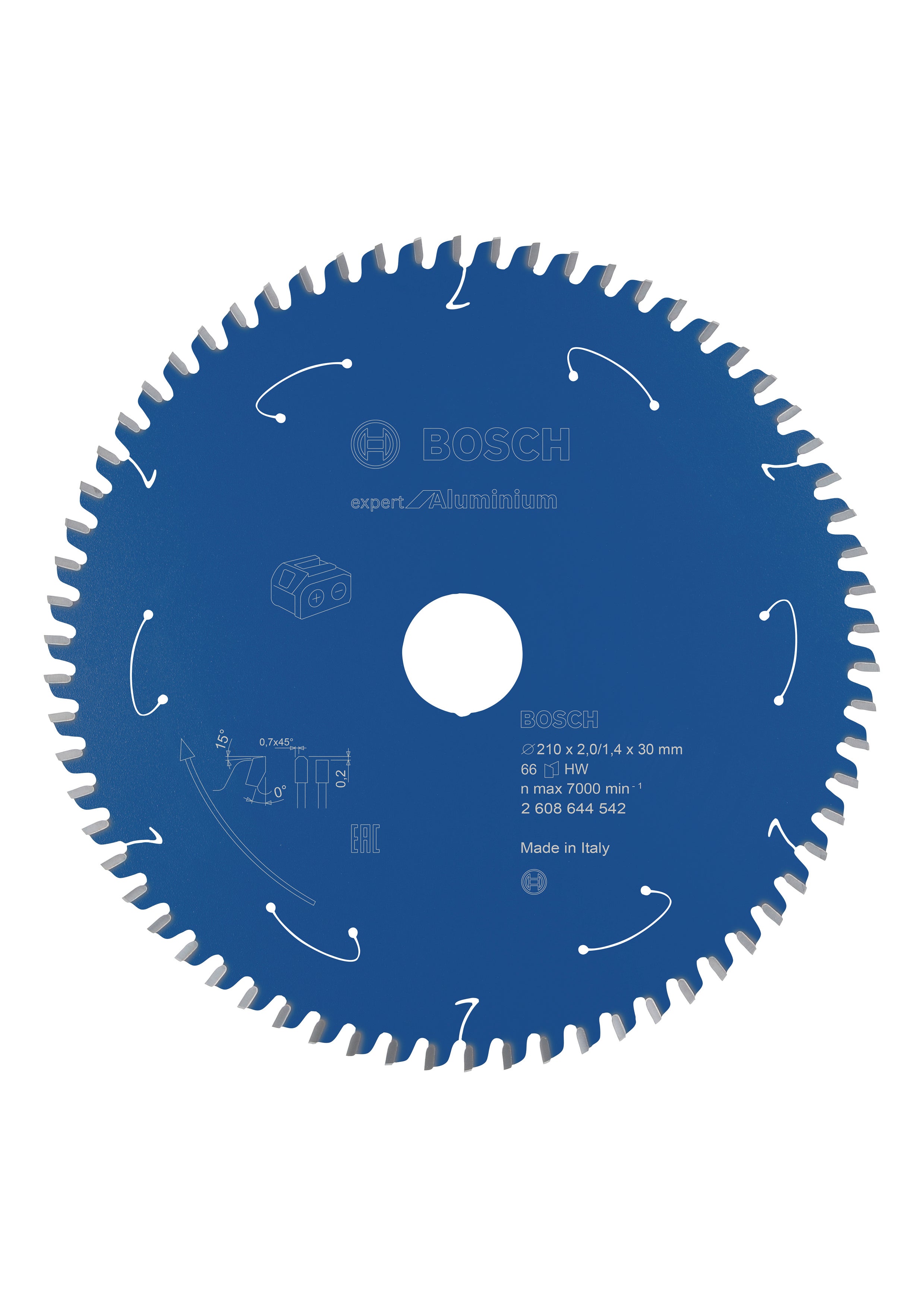 Bosch Professional Expert Aluminium Circular Saw Blade for Cordless Saws - 210x2/1.4x30 T66