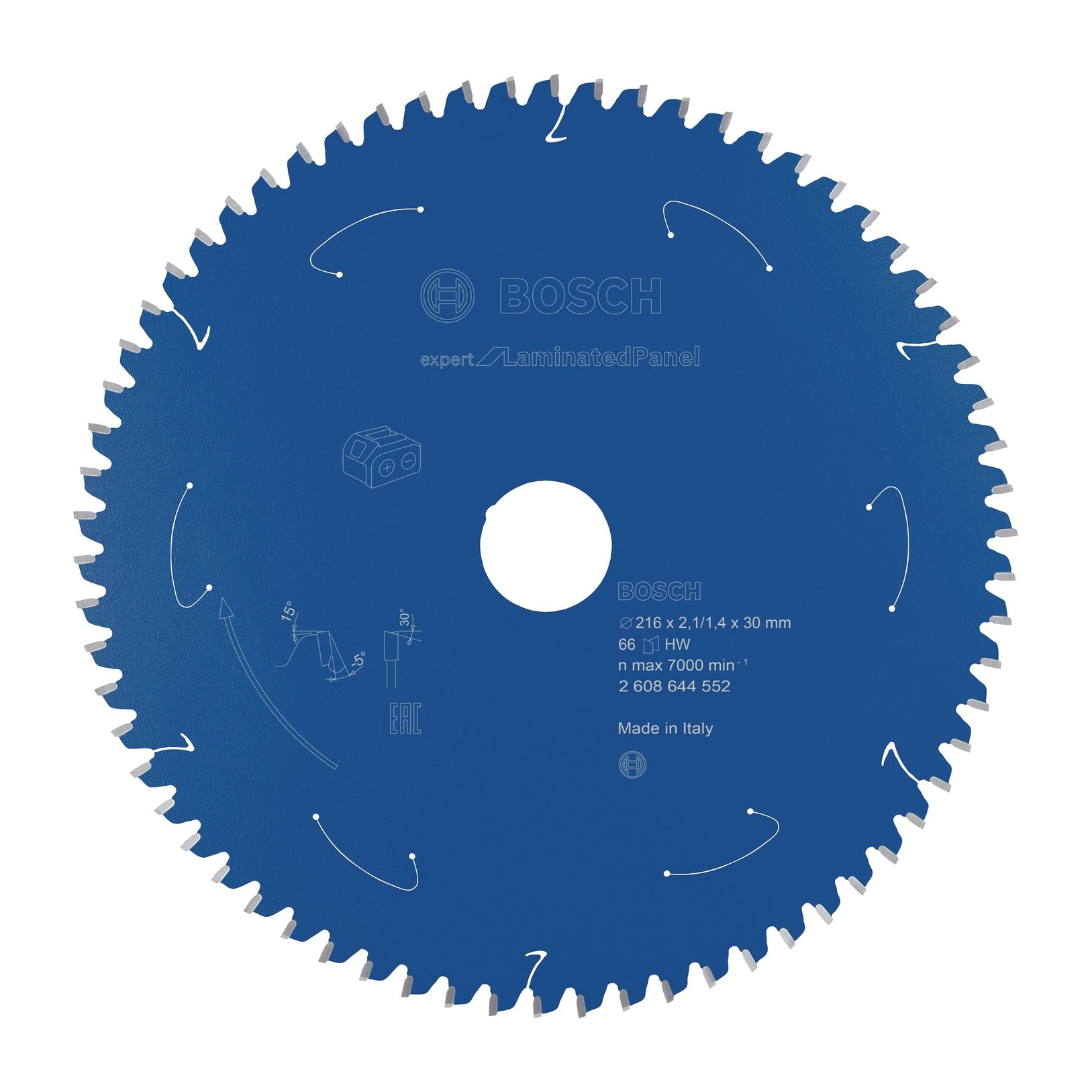 Bosch Professional Expert Circular Saw Blade for Cordless Saws - 216x2.1/1.4x30 T66 - Laminated Panel