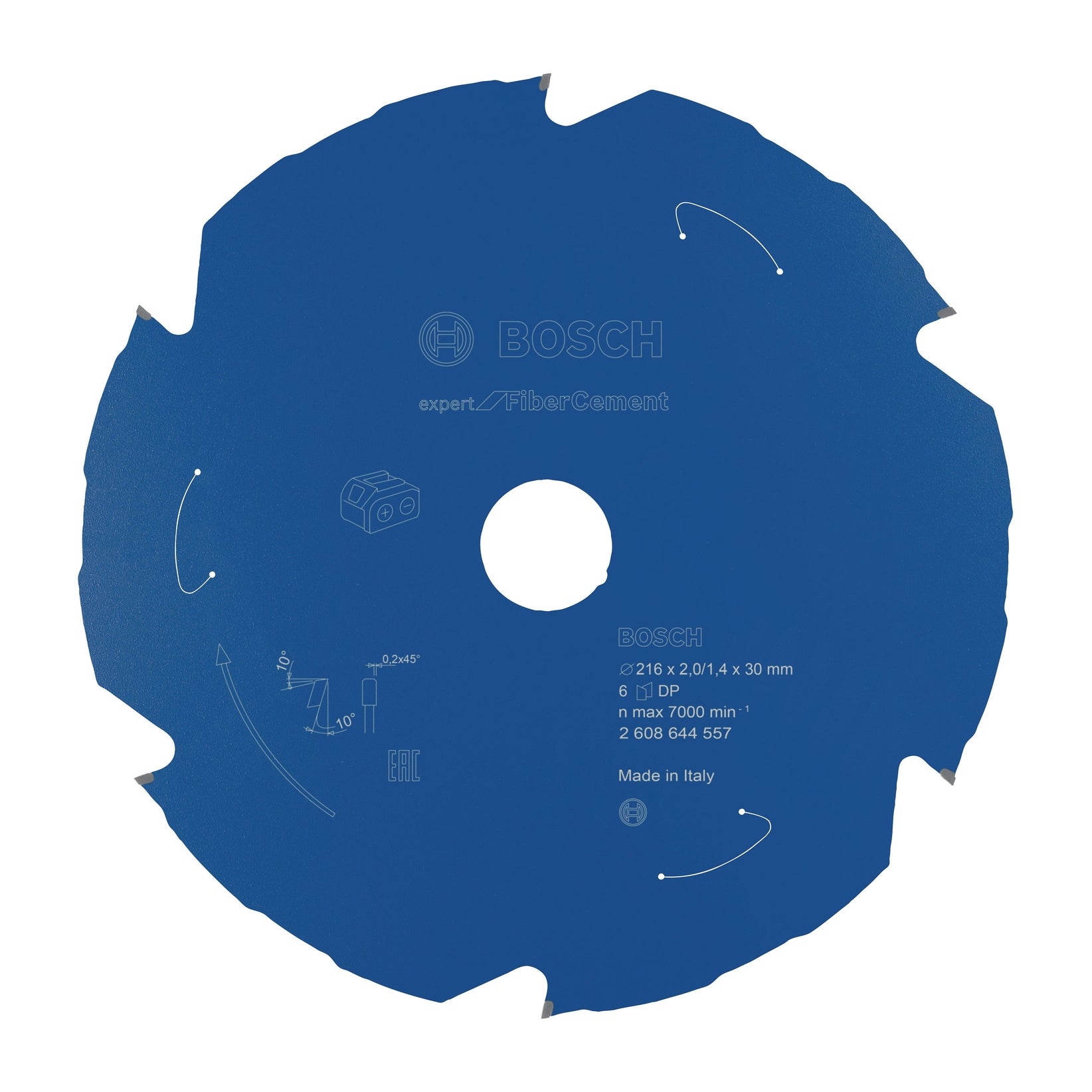 Bosch Professional Expert Fibre Cement Circular Saw Blade for Cordless Saws - 216x2/1.4x30 T6