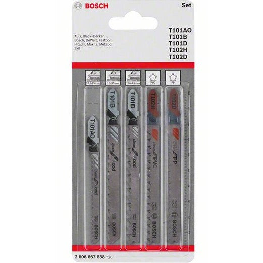 Bosch Professional 5pc Wood+Plastic T-Shank Set