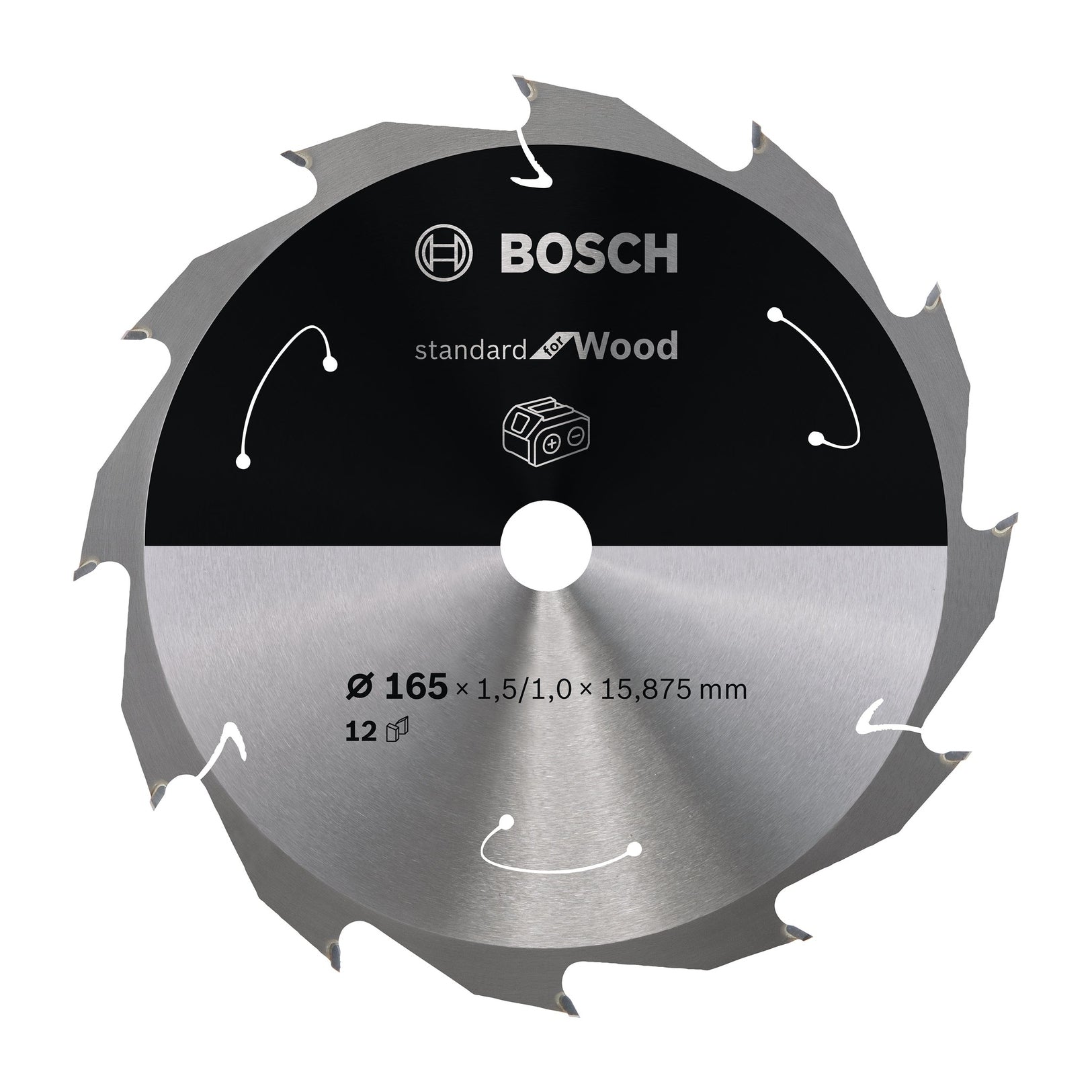 Bosch Professional Circular Saw Blade for Cordless Saws - Standard for Wood - 165x1.5/1x15.875 T12