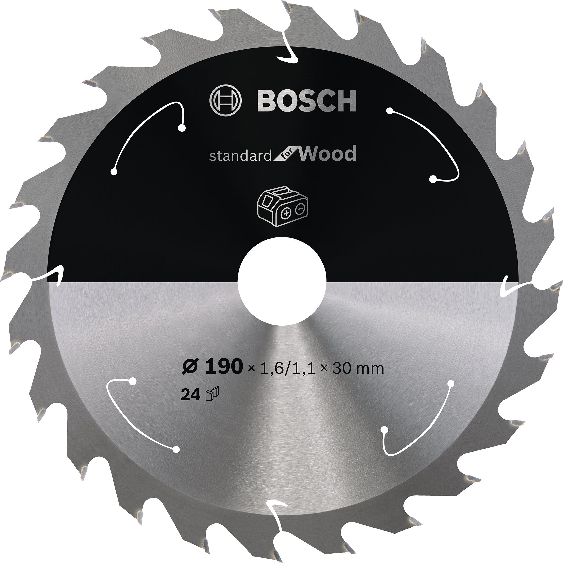 Bosch Professional Circular Saw Blade for Cordless Saws - Standard for Wood - 190x1.6/1.1x30 T24