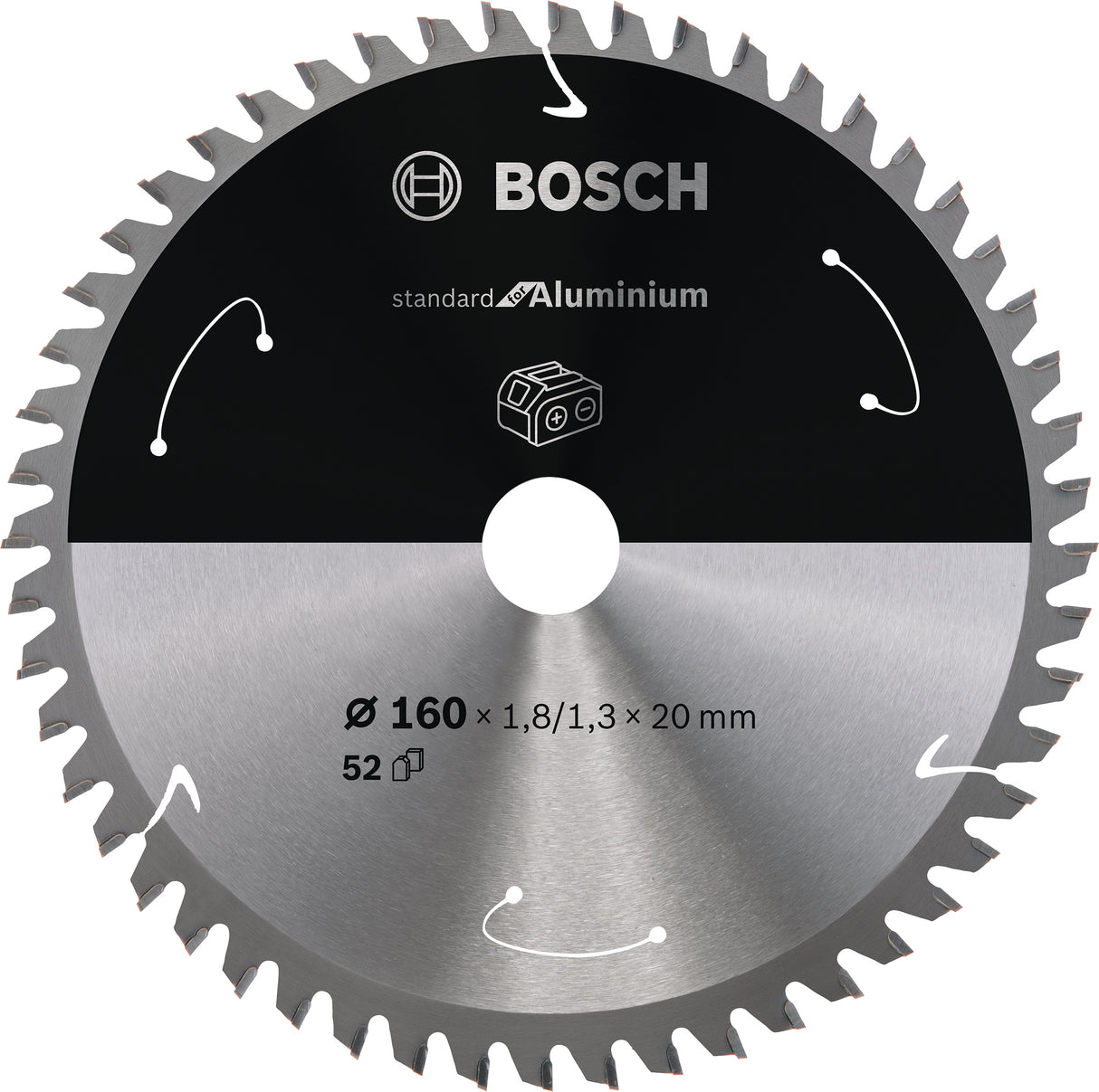 Bosch Professional Aluminium Circular Saw Blade for Cordless Saws - 160x1.8/1.3x20 T52 - Standard