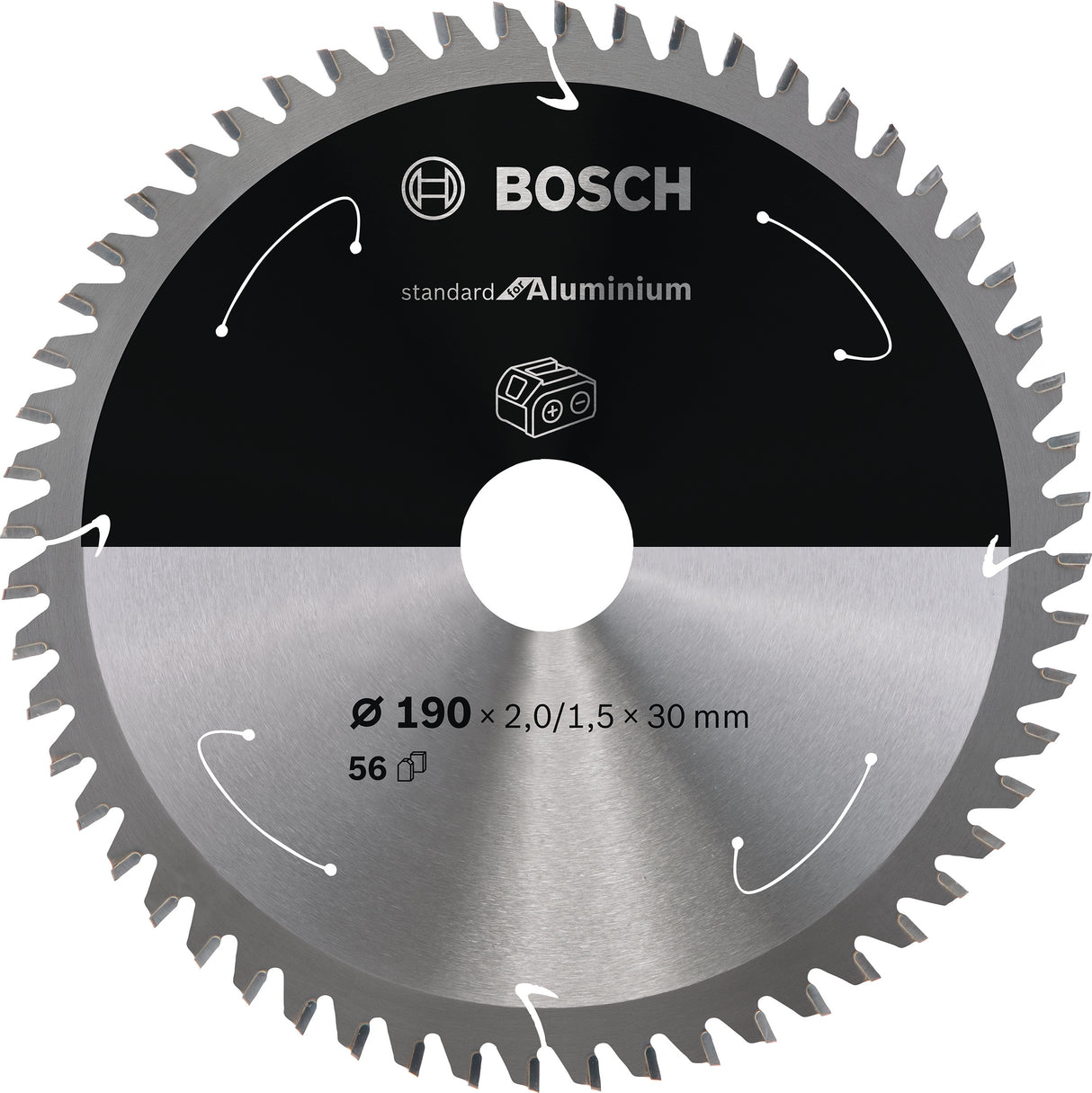 Bosch Professional Aluminium Circular Saw Blade for Cordless Saws - 190x2/1.5x30 T56 - Standard