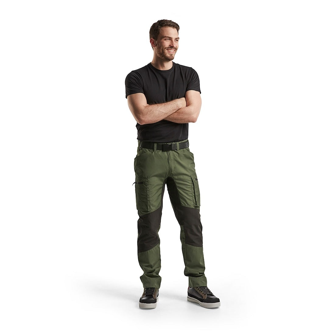 Blaklader Service Trousers with Stretch 14591845 #colour_army-green-black