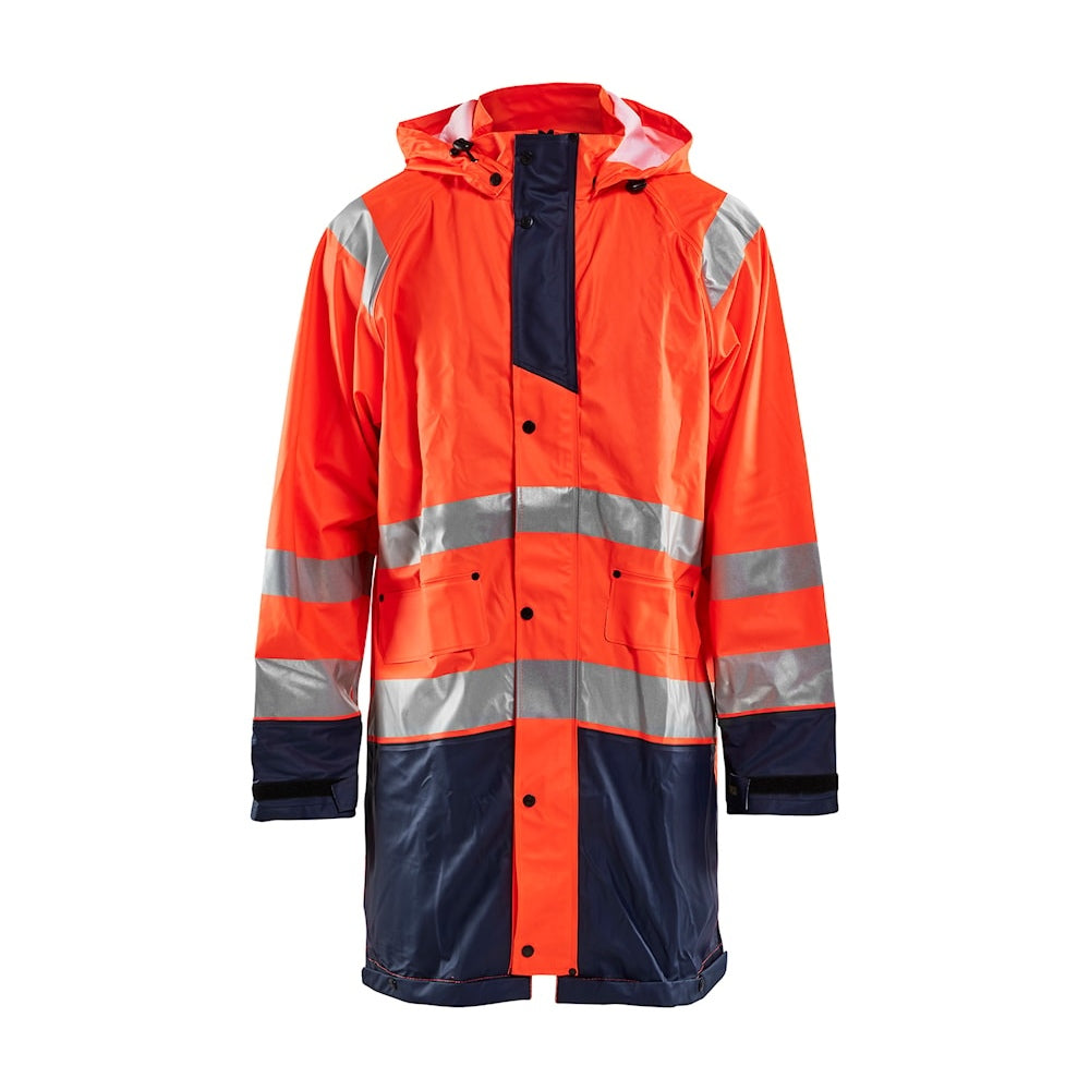 Blaklader Rain Jacket Hi-Vis Level 1 4324 #colour_orange-navy-blue