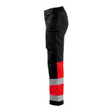 Blaklader Women's Hi-Vis Trousers with Stretch 7161 #colour_black-red-hi-vis