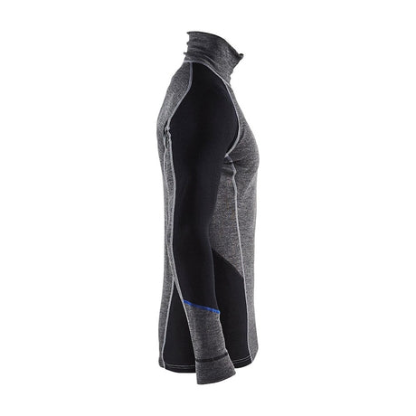 Blaklader Underwear Zip-Neck Top Warm 100% Merino 4899 #colour_mid-grey-black