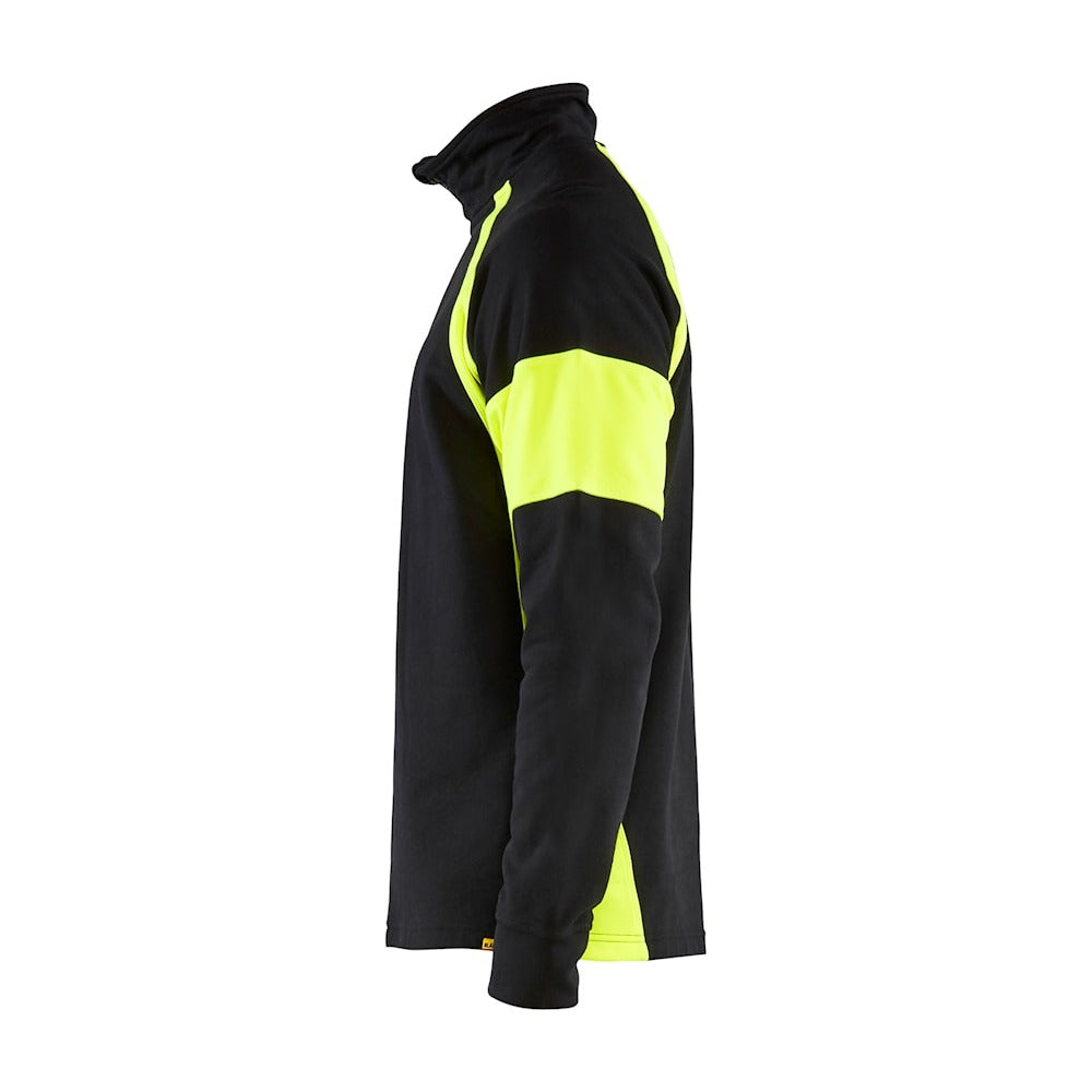 Blaklader Sweatshirt with Hi-Vis Panels 3550 #colour_black-hi-vis-yellow