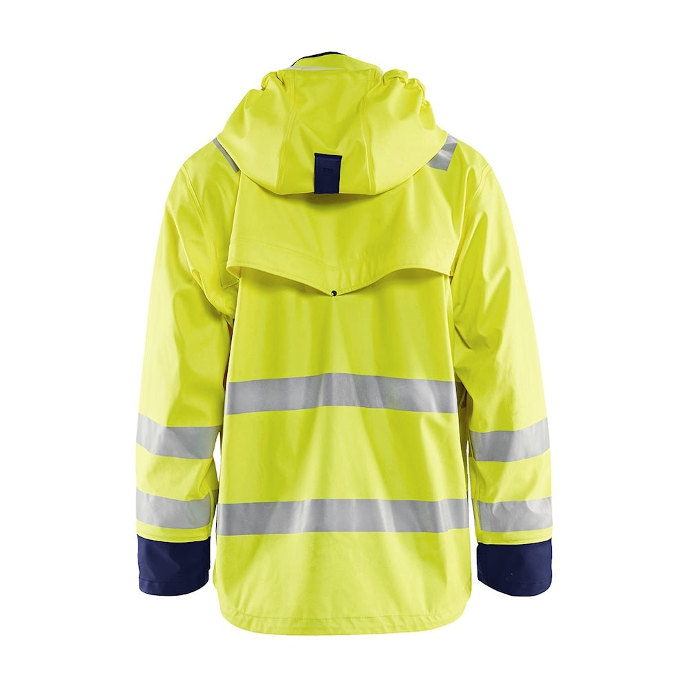 Blaklader Rain Jacket Hi-Vis Level 2 4302 #colour_hi-vis-yellow-navy-blue