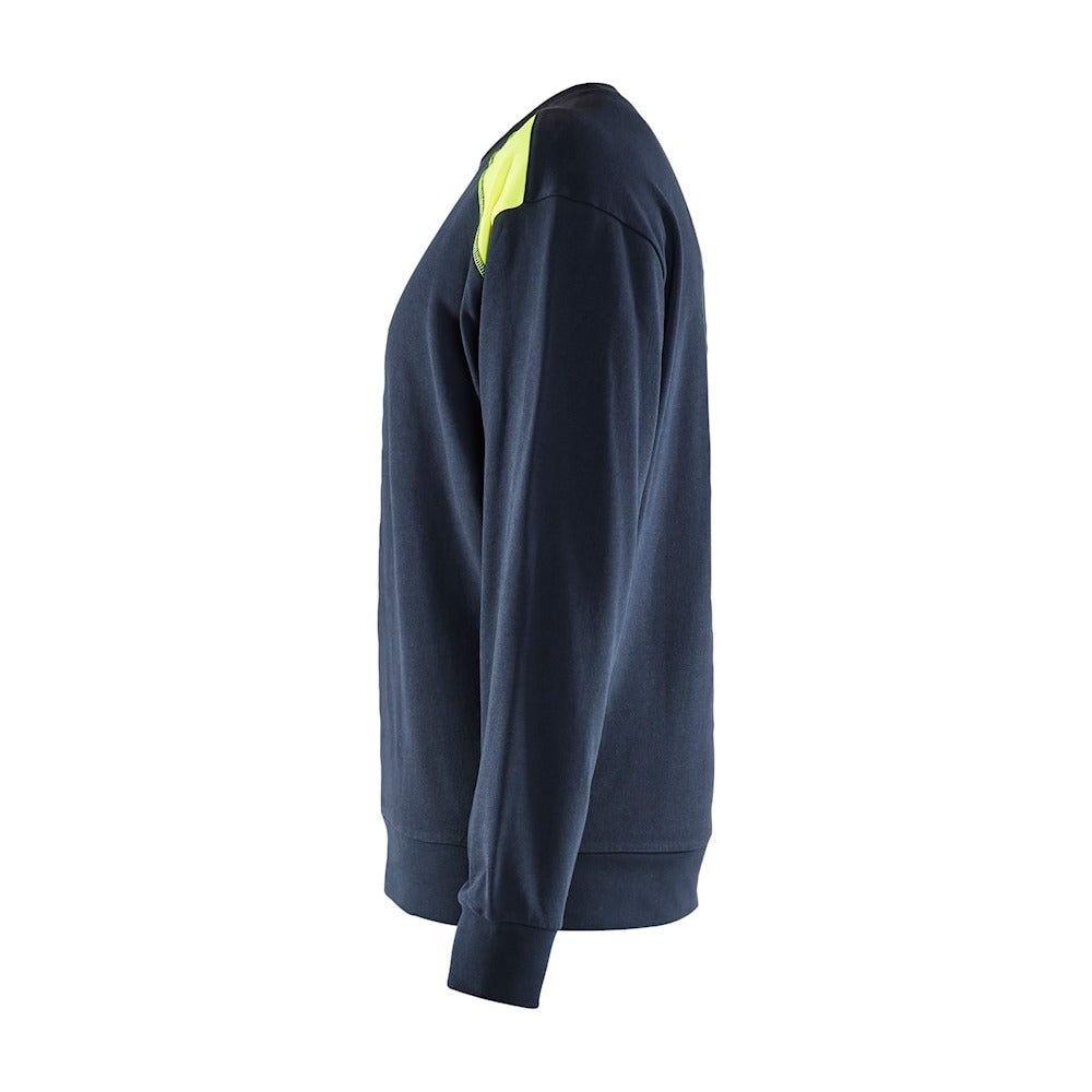 Blaklader Sweatshirt 3580 #colour_dark-navy-hi-vis-yellow