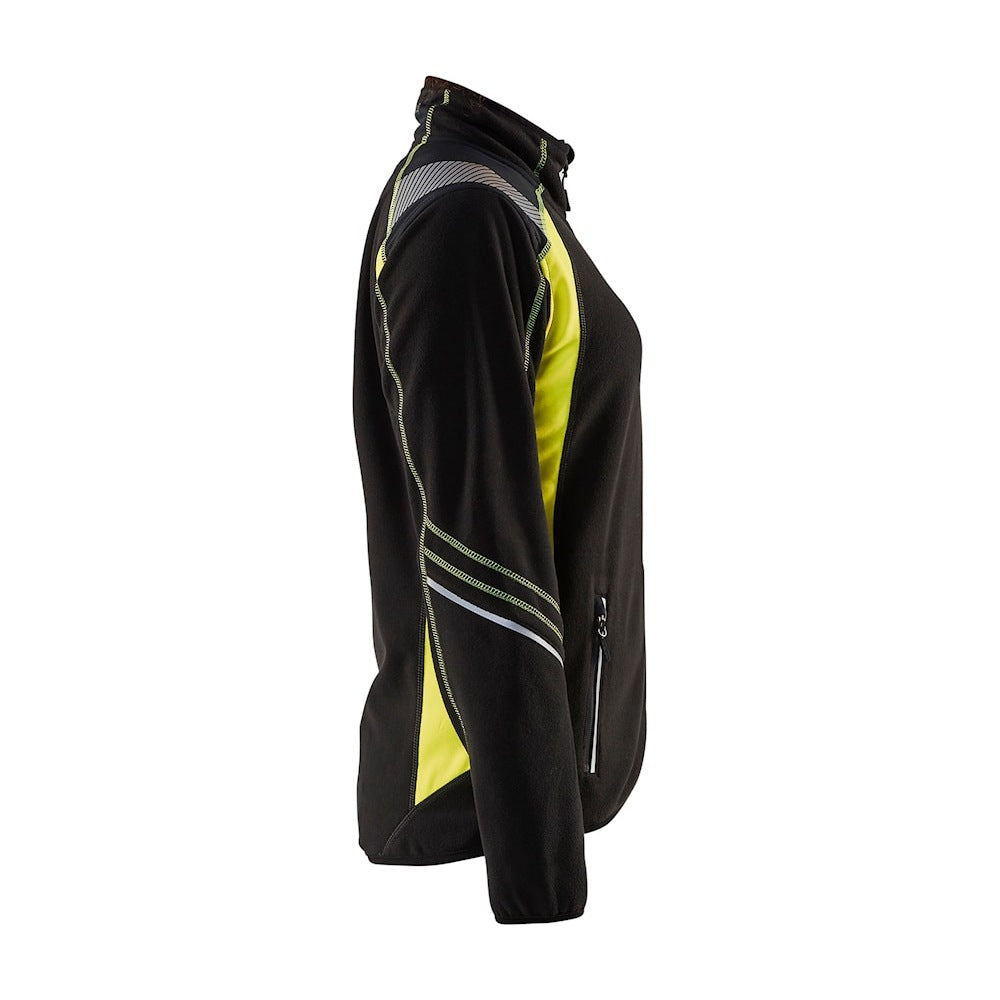 Blaklader Women's Microfleece Jacket 4973 #colour_black-hi-vis-yellow