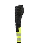 Blaklader Women's Hi-Vis 4-Way-Stretch Trousers 7193 #colour_black-hi-vis-yellow