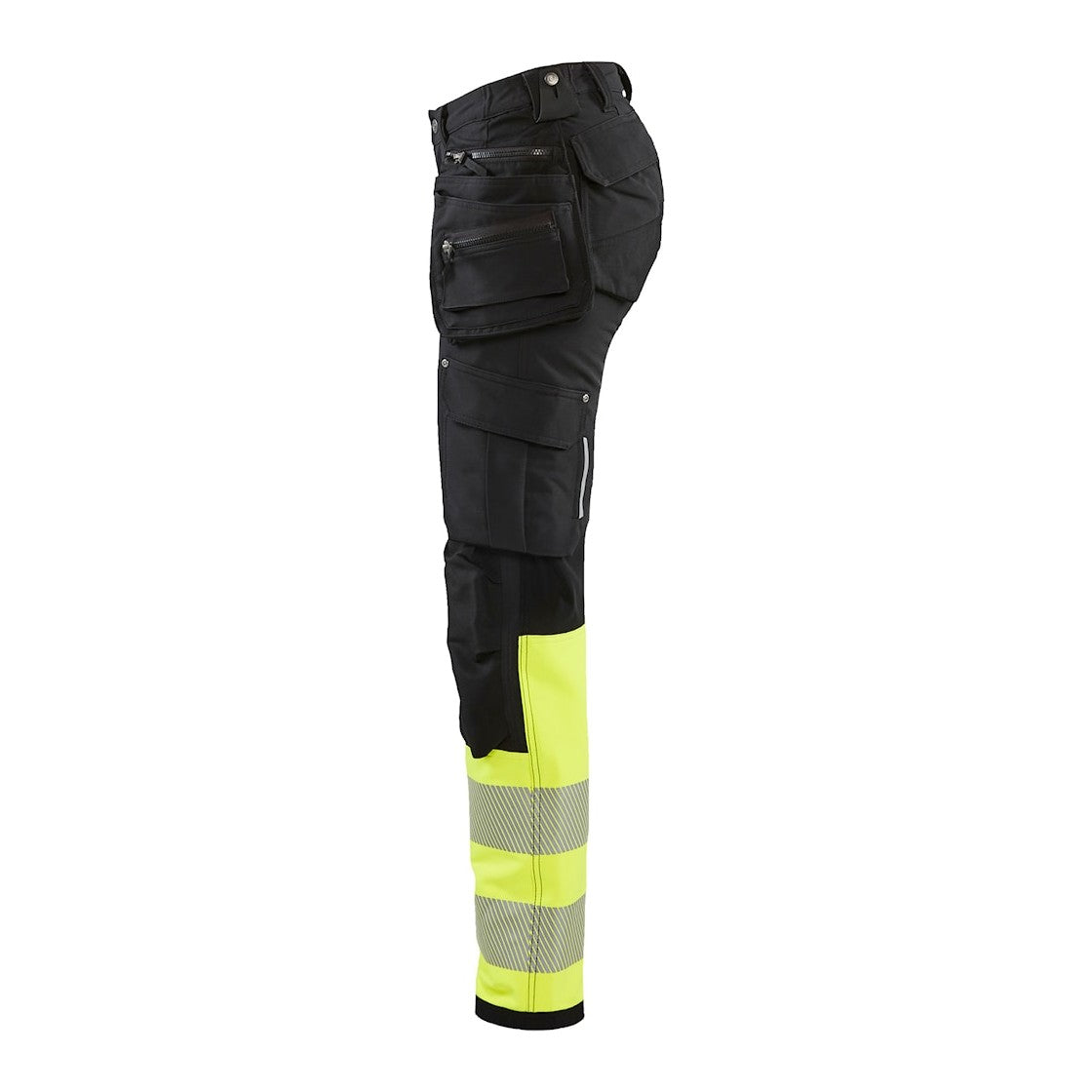 Blaklader Women's Hi-Vis 4-Way-Stretch Trousers 7193 #colour_black-hi-vis-yellow