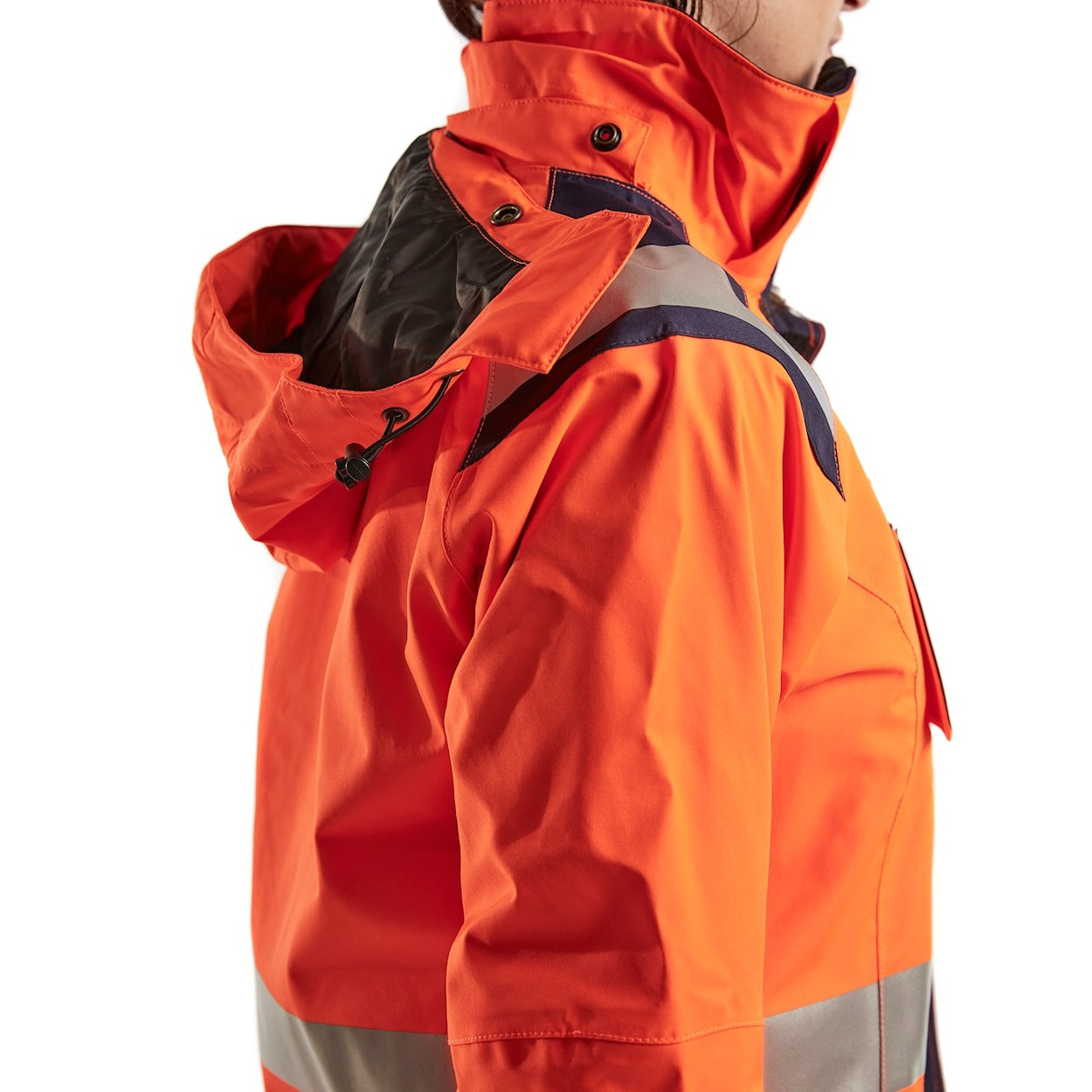 Blaklader Women's Hi-Vis Shell Jacket 4904 #colour_orange-navy-blue