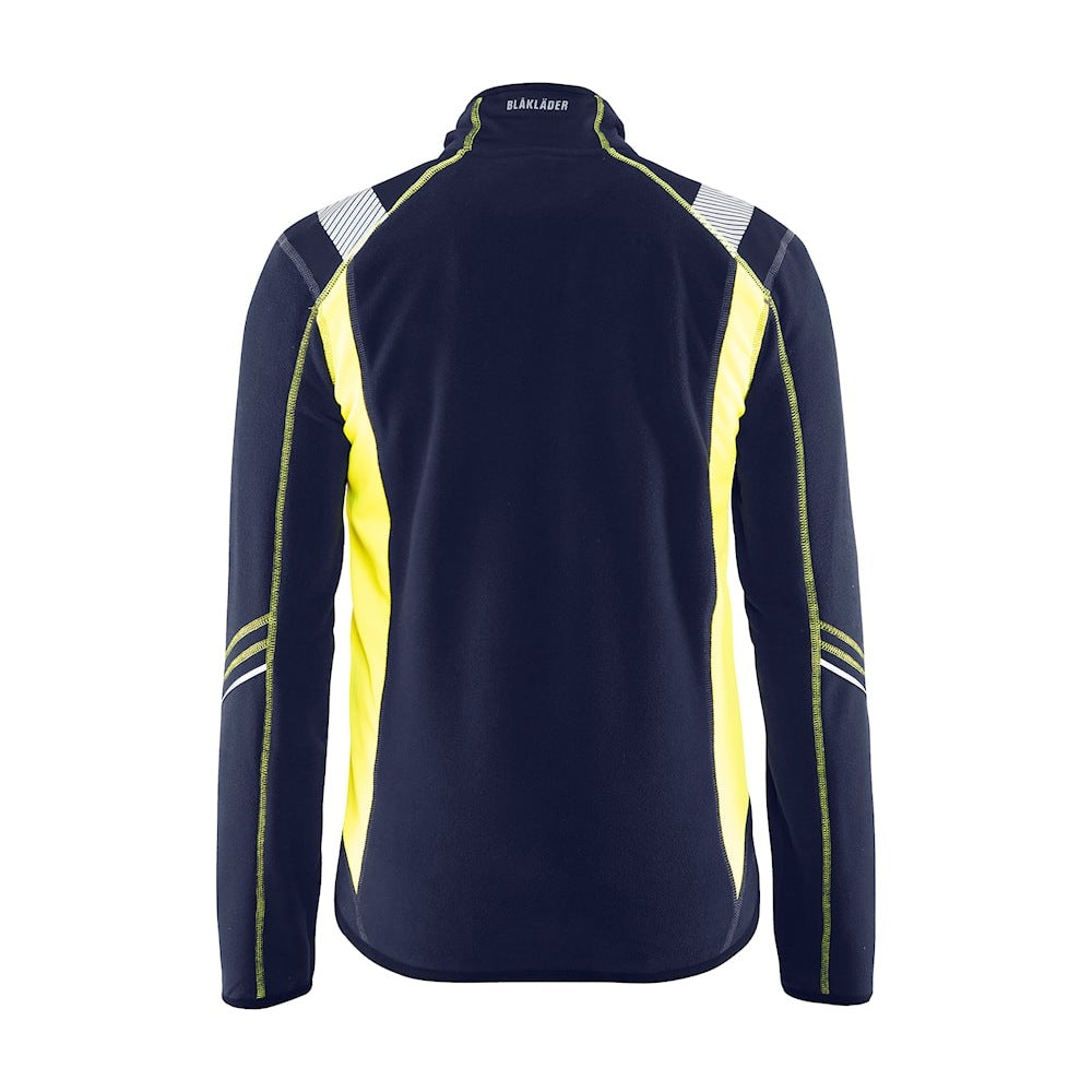 Blaklader Microfleece Jacket 4993 #colour_navy-blue-hi-vis-yellow