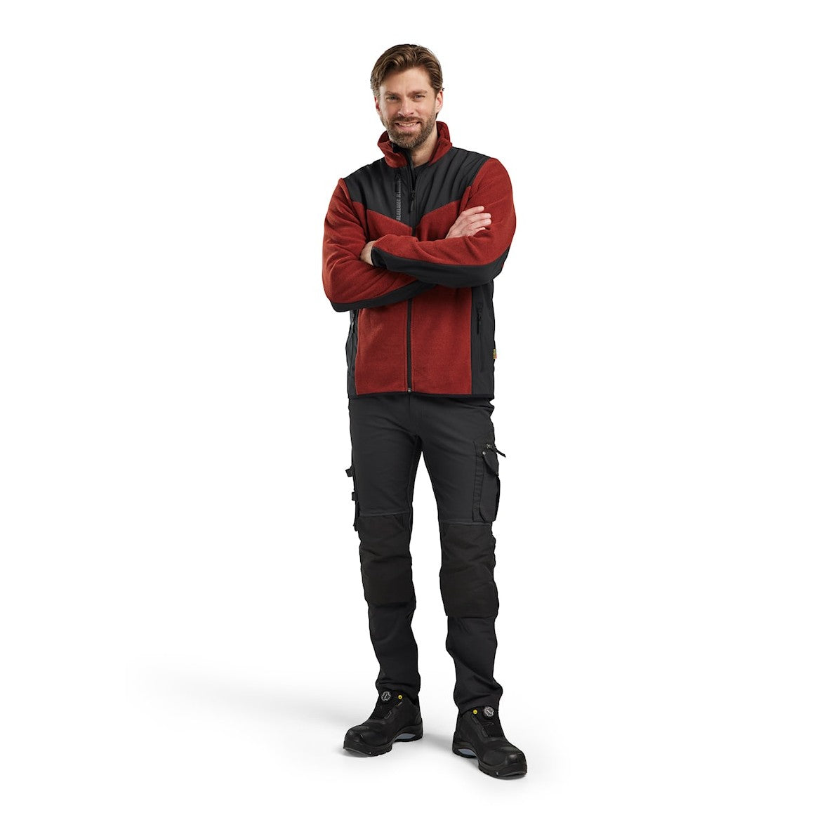 Blaklader Knitted Jacket with Softshell 5942 #colour_burned-red-black