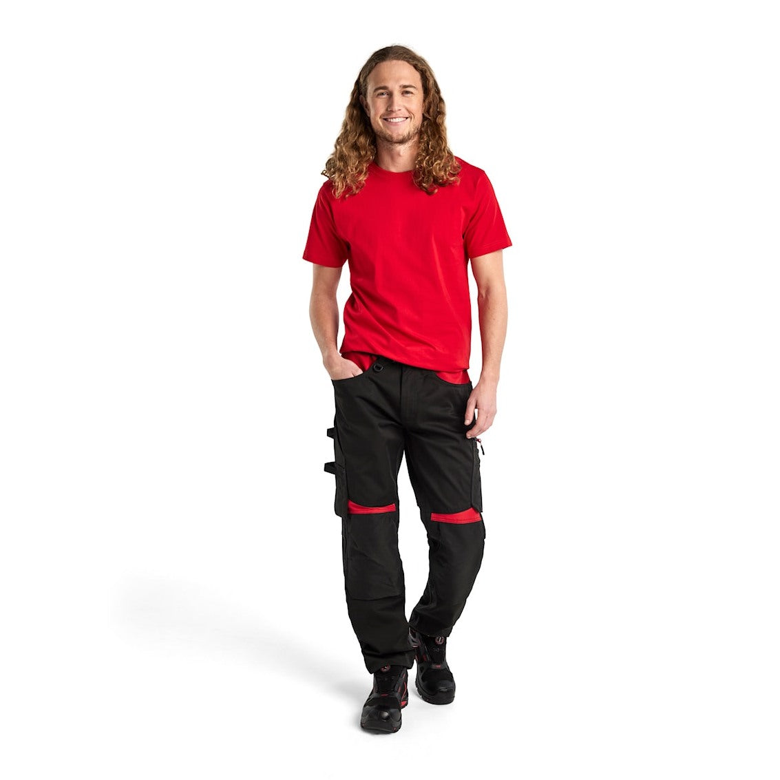 Blaklader Trousers without Nail Pockets 1556 #colour_black-red