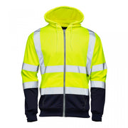 Supertouch Hi Vis Yellow 2 Tone Hooded Zipped Sweatshirt