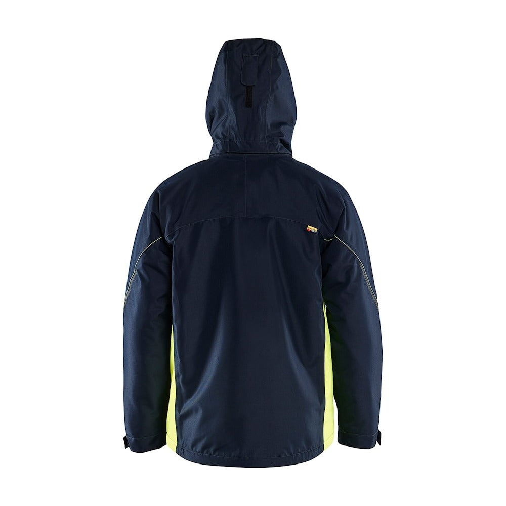 Blaklader Lightweight Lined Functional Jacket 4890 #colour_dark-navy-blue-hi-vis-yellow