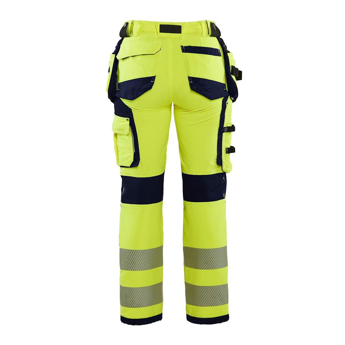 Blaklader Women's 4-Way-Stretch Hi-Vis Trousers 7197 #colour_hi-vis-yellow-navy-blue