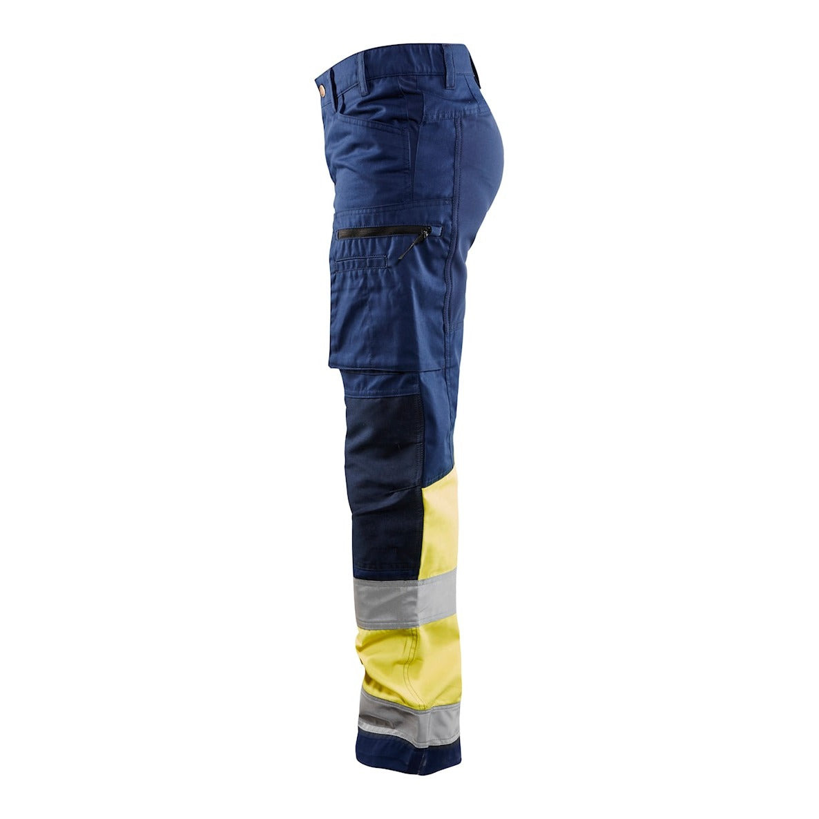 Blaklader Women's Hi-Vis Trousers with Stretch 7161 #colour_navy-blue-hi-vis-yellow