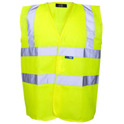 Supertouch Hi Vis Yellow Velcro Vest - Yellow Binding - Velcro