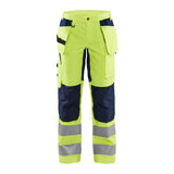 Blaklader Women's Hi-Vis Trousers with Stretch 7163 #colour_hi-vis-yellow-navy-blue