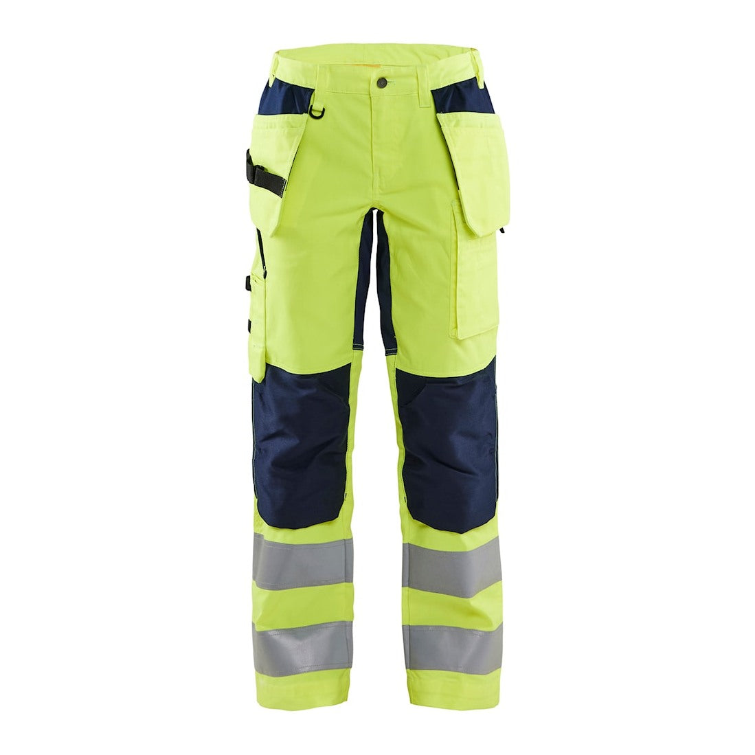Blaklader Women's Hi-Vis Trousers with Stretch 7163 #colour_hi-vis-yellow-navy-blue