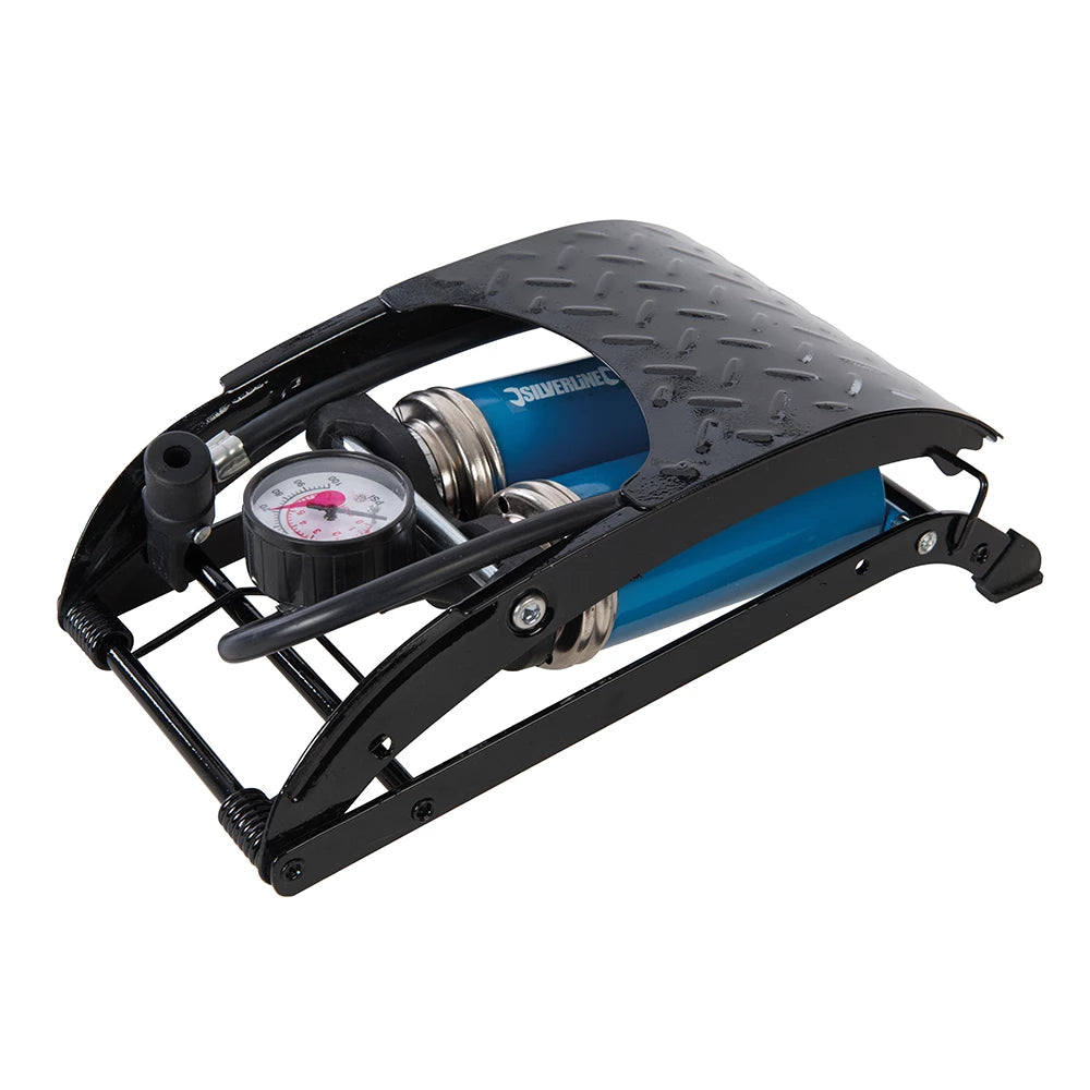 Silverline Foot Pump Heavy Duty Double Barrel