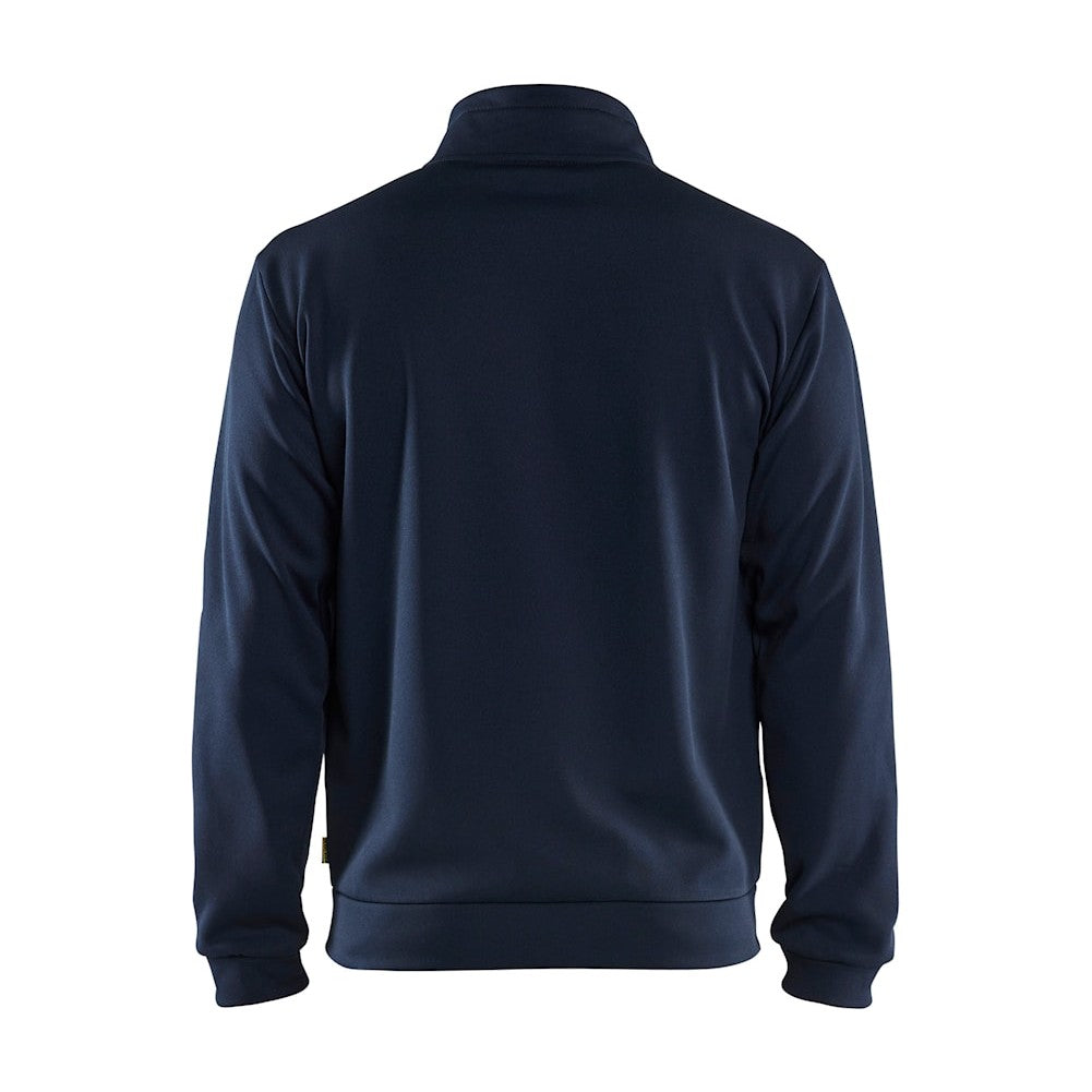 Blaklader Sweatshirt with Full Zip 3362 #colour_dark-navy-blue-hi-vis-yellow