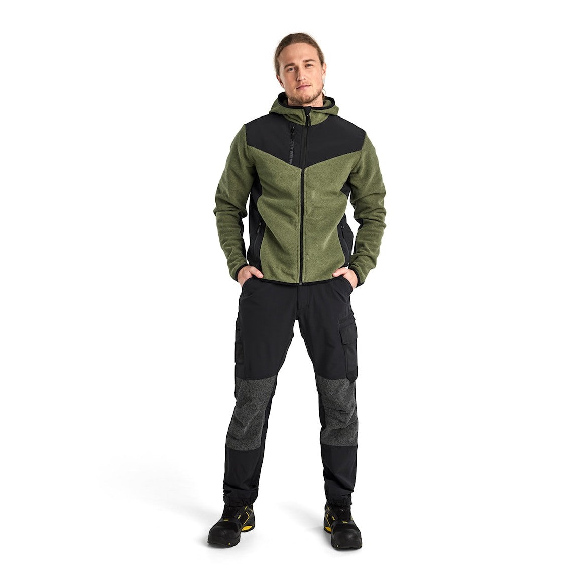 Blaklader Knitted Jacket with Softshell 5940 #colour_autumn-green-black