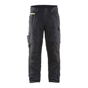 Blaklader Service Trousers with Stretch 1495 #colour_black-hi-vis-yellow