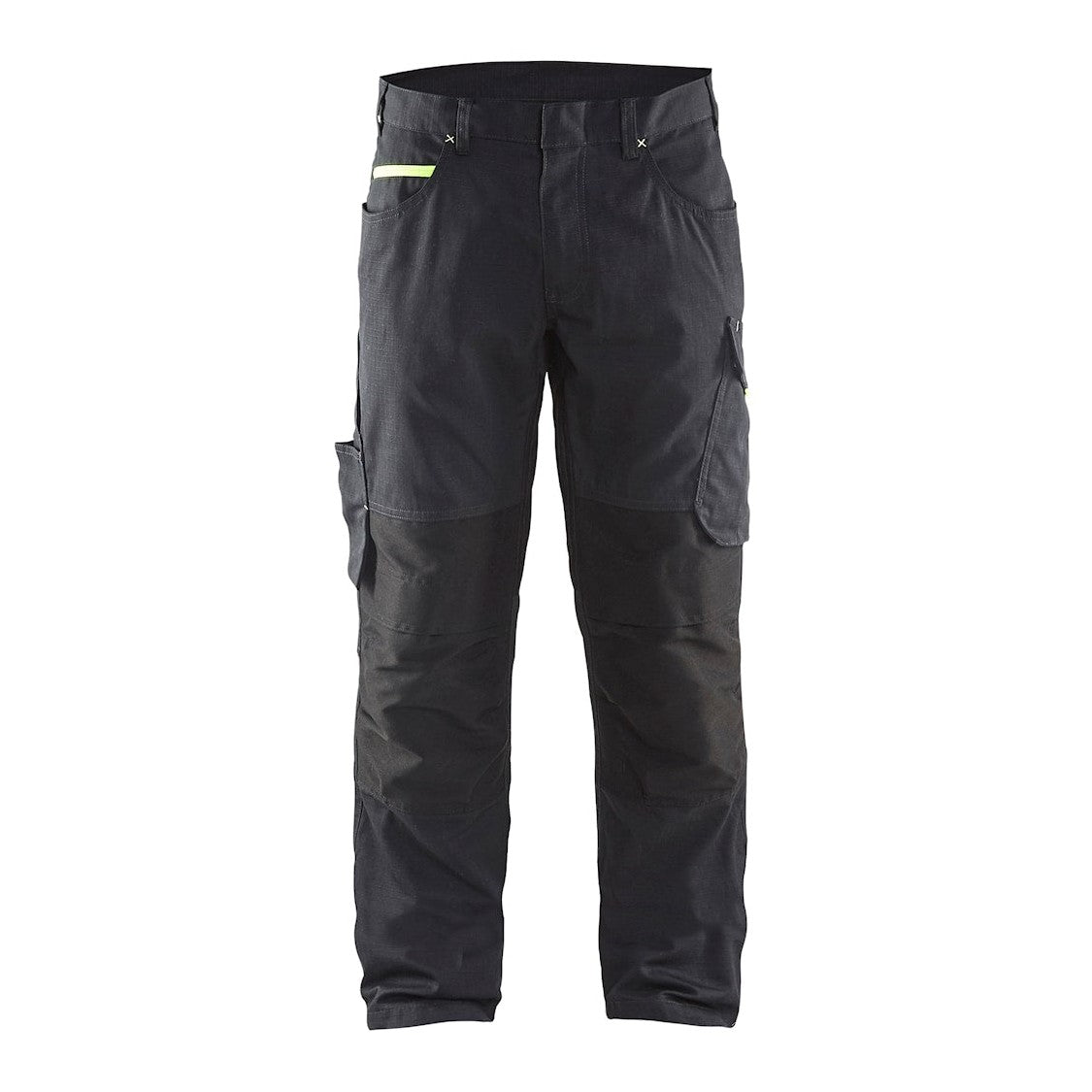 Blaklader Service Trousers with Stretch 1495 #colour_black-hi-vis-yellow