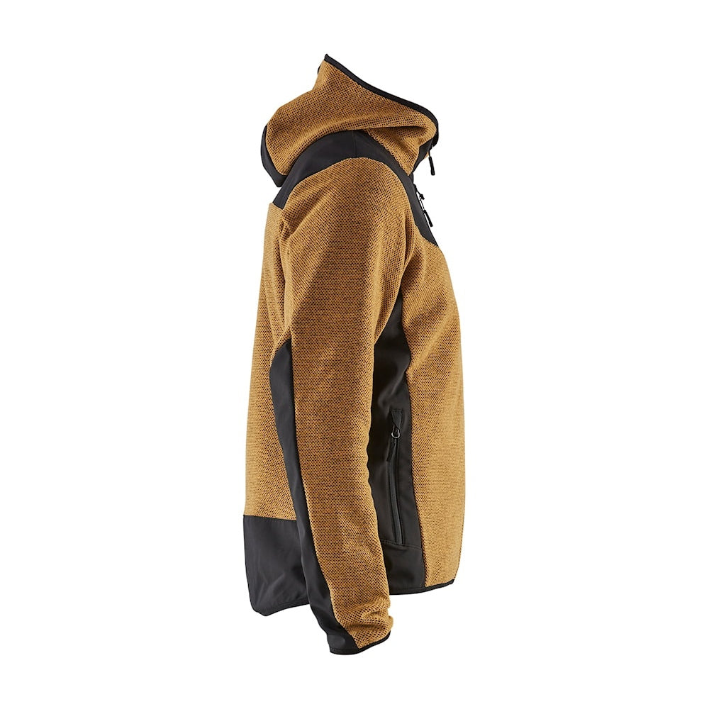 Blaklader Knitted Jacket with Softshell 5940 #colour_honey-gold-black