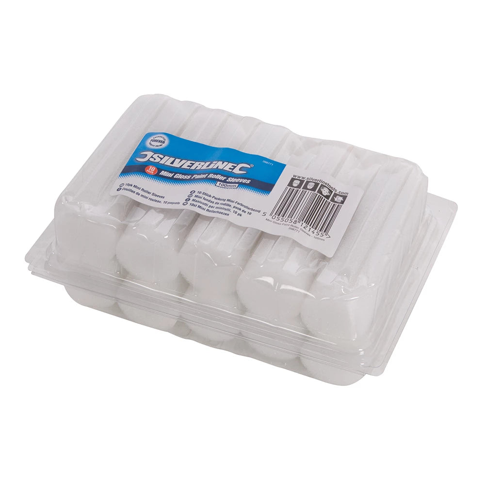 Silverline 100mm Mini Roller Sleeves 10Pk - Gloss