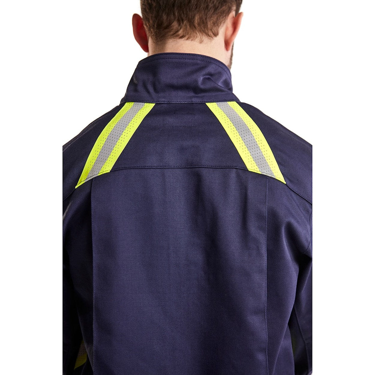 Blaklader Welding Jacket 4801 #colour_navy-blue-hi-vis-yellow