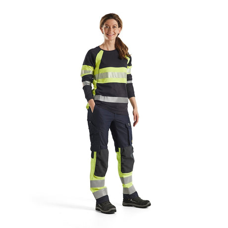 Blaklader Trousers Multinorm Inherent with Stretch Women 7187 #colour_navy-blue-hi-vis-yellow