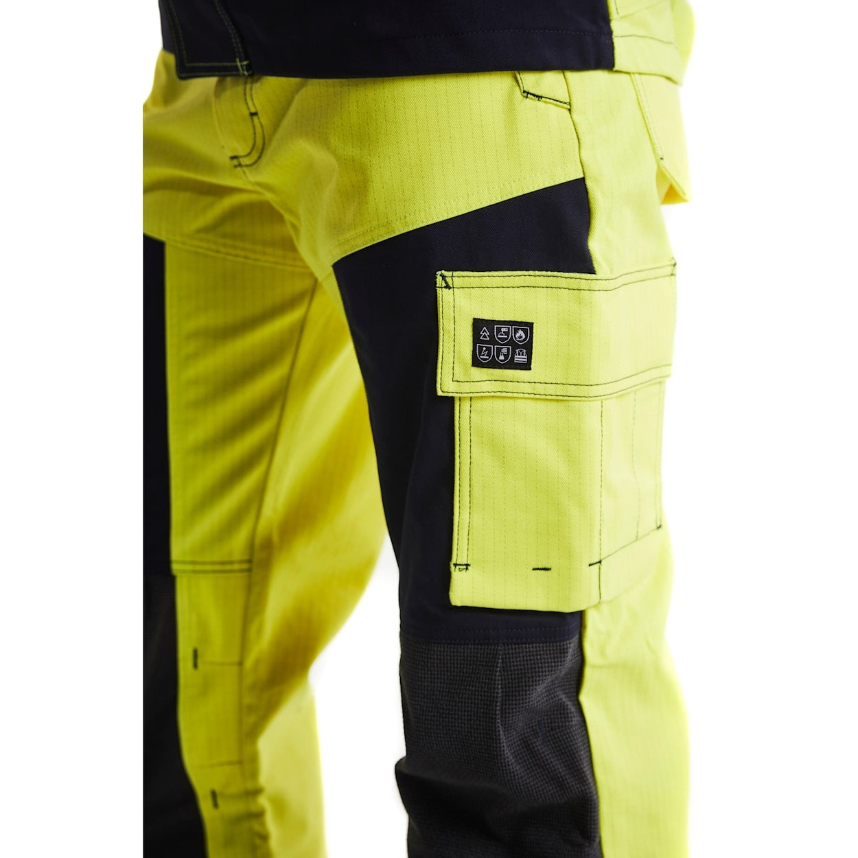 Blaklader Multinorm Craftsman Trousers 1578 #colour_hi-vis-yellow-navy-blue
