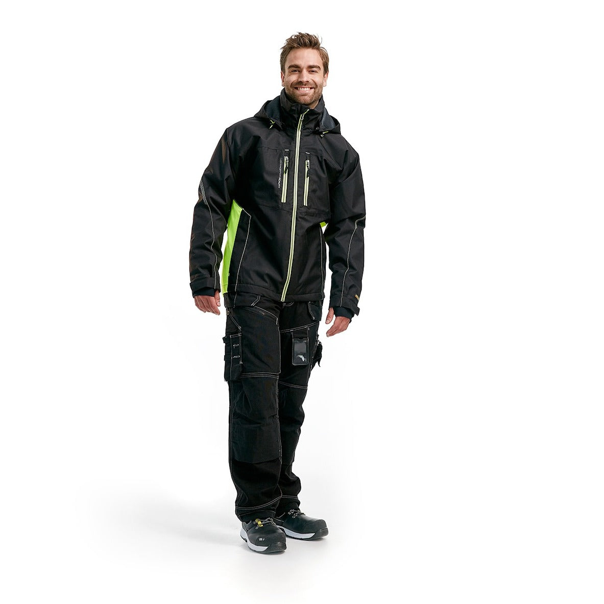 Blaklader Lightweight Lined Functional Jacket 4890 #colour_black-hi-vis-yellow