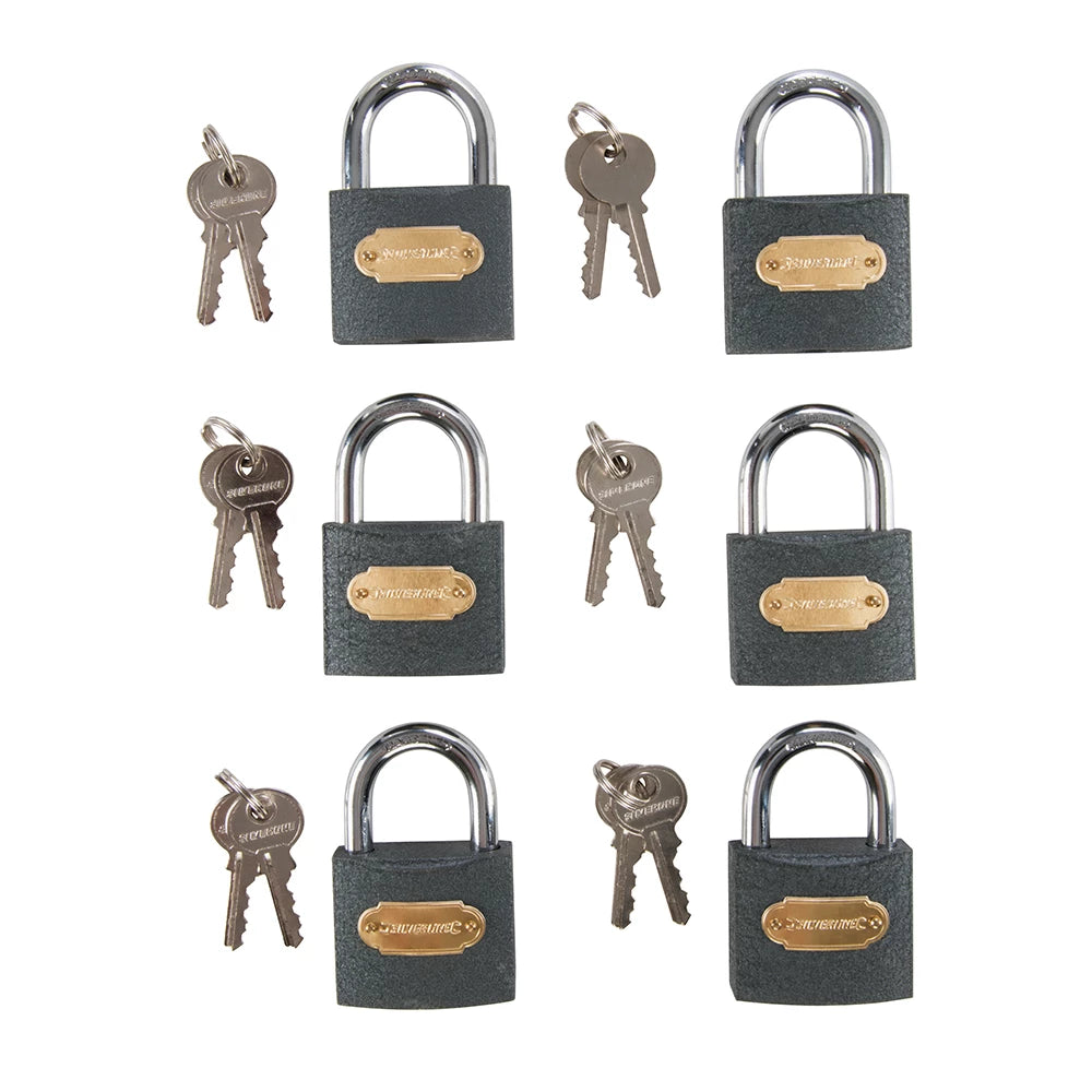 Silverline Iron Padlock Keyed Alike 6Pk