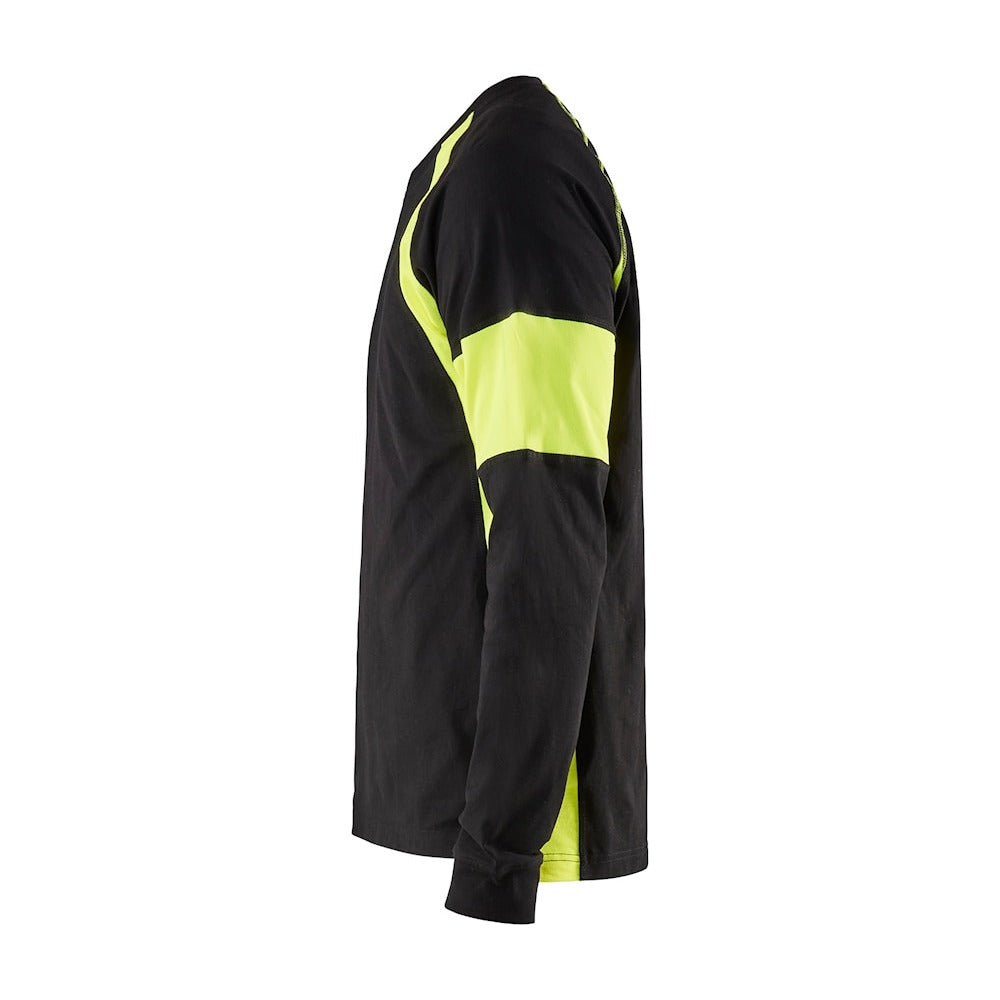 Blaklader Long Sleeved T-Shirt 3520 #colour_black-hi-vis-yellow