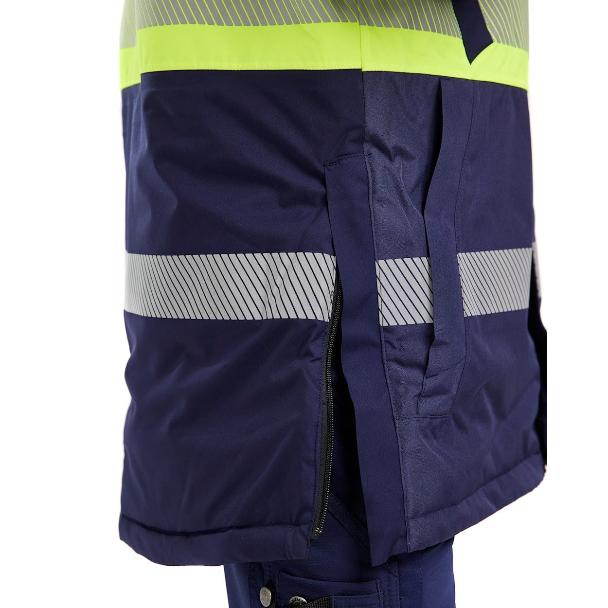 Blaklader Winter Parka Hi-Vis 4485 #colour_navy-blue-hi-vis-yellow