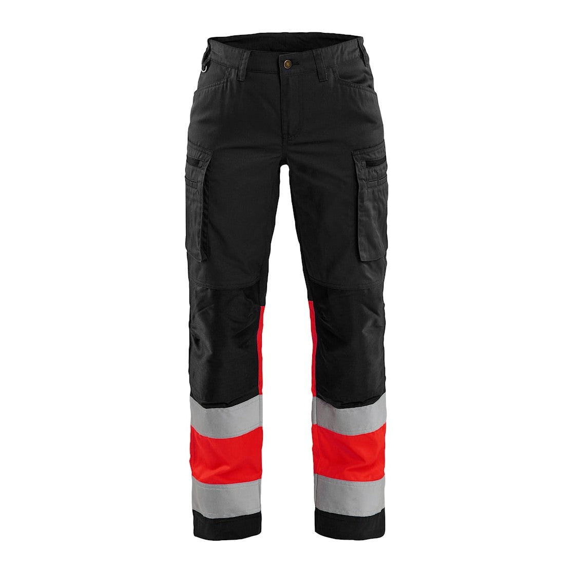 Blaklader Women's Hi-Vis Trousers with Stretch 7161 #colour_black-red-hi-vis