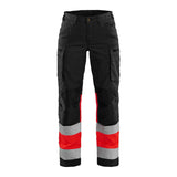 Blaklader Women's Hi-Vis Trousers with Stretch 7161 #colour_black-red-hi-vis